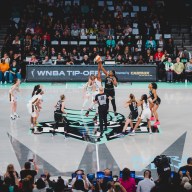 New York Liberty defeat the Indiana Fever 91-80 in their home opener at Barclays Center.