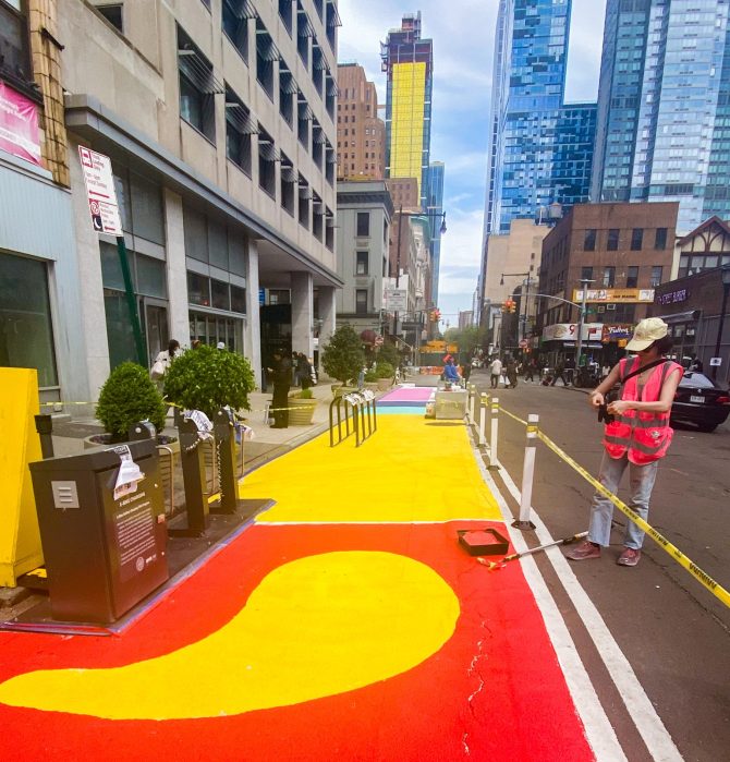 Vibrant asphalt art is making its way to Downtown Brooklyn streets.