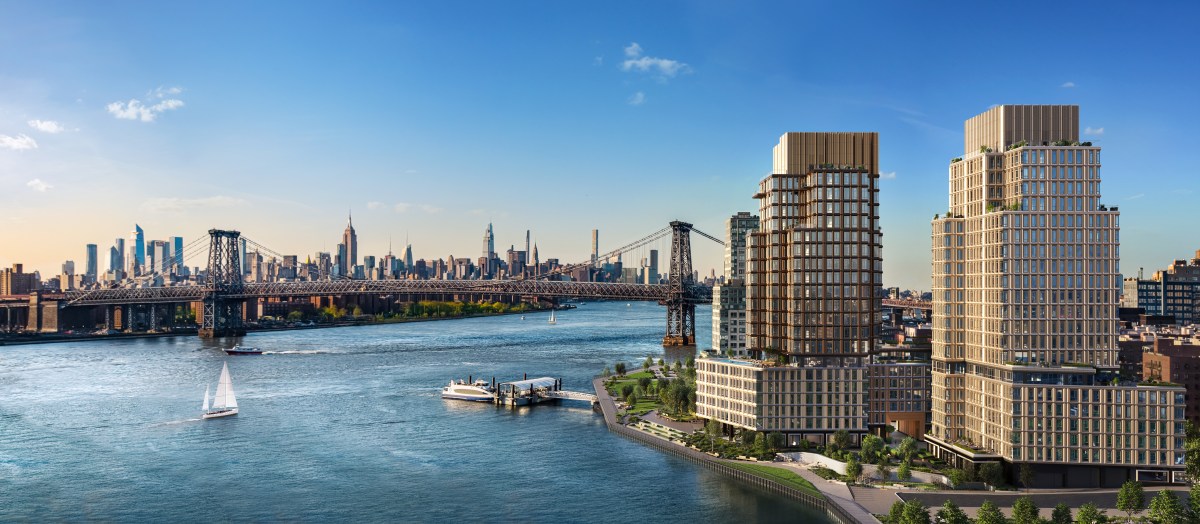 rendering of williamsburg wharf apartments on East River