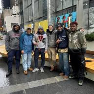 A team of craftsman unveiled their latest work, a set of custom benches, in front of the Oculus at the World Trade Center.