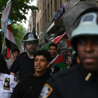cops at palestinian protest in Bay Ridge