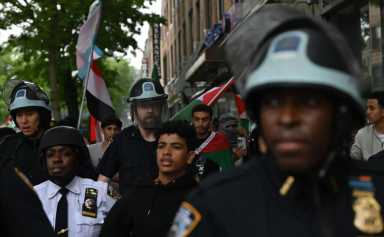 cops at palestinian protest in Bay Ridge