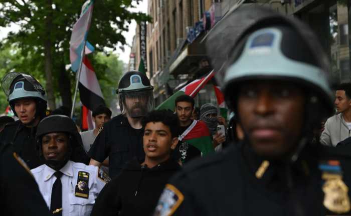 cops at palestinian protest in Bay Ridge
