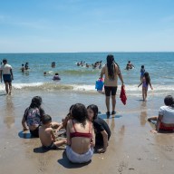 beachgoers in coney island