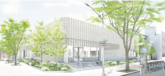 exterior of the red hook library