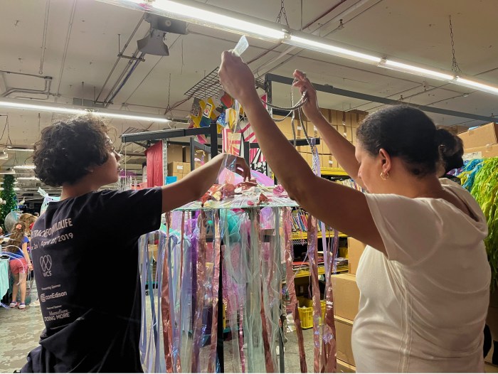 volunteers at mermaid parade prep event