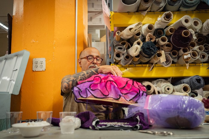 volunteer working on mermaid parade jellyfish