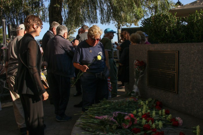 Markow pays her respects during the ceremony in Asser Levy Park