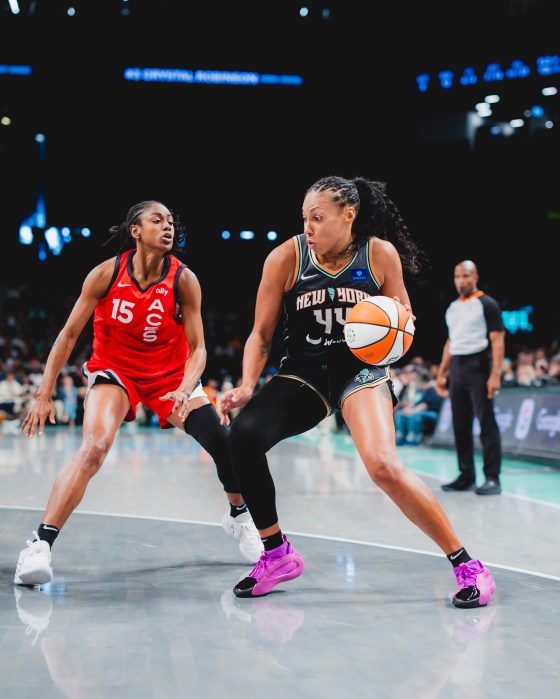 Betnijah Laney-Hamilton suffered a tumble in the second half. The crowd cheered loudly when she was able to walk back to the bench.