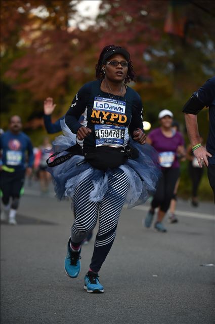 Putting the power to the pavement! Jefferson's run marks her commitment to enduring her illness.