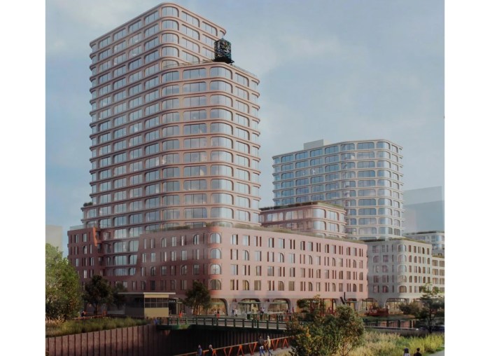 rendering of waterfront building in gowanus
