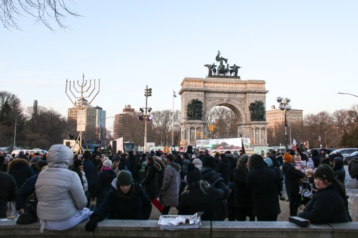 crowd at menorah lighting