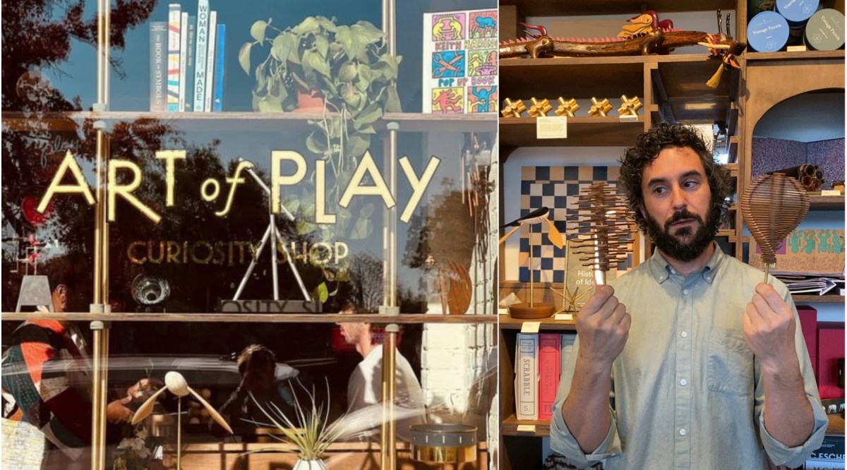 Art of Play, at 69 Atlantic Ave., offers a carefully selected collection of items to help patrons discover the magic of play. Adam Rubin (r) and other staff members are on hand to lead curious folks down the rabbit hole.