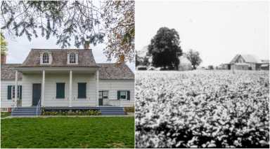(L) The Lott House following exterior renovations (R) The Lott farmscape in 1927