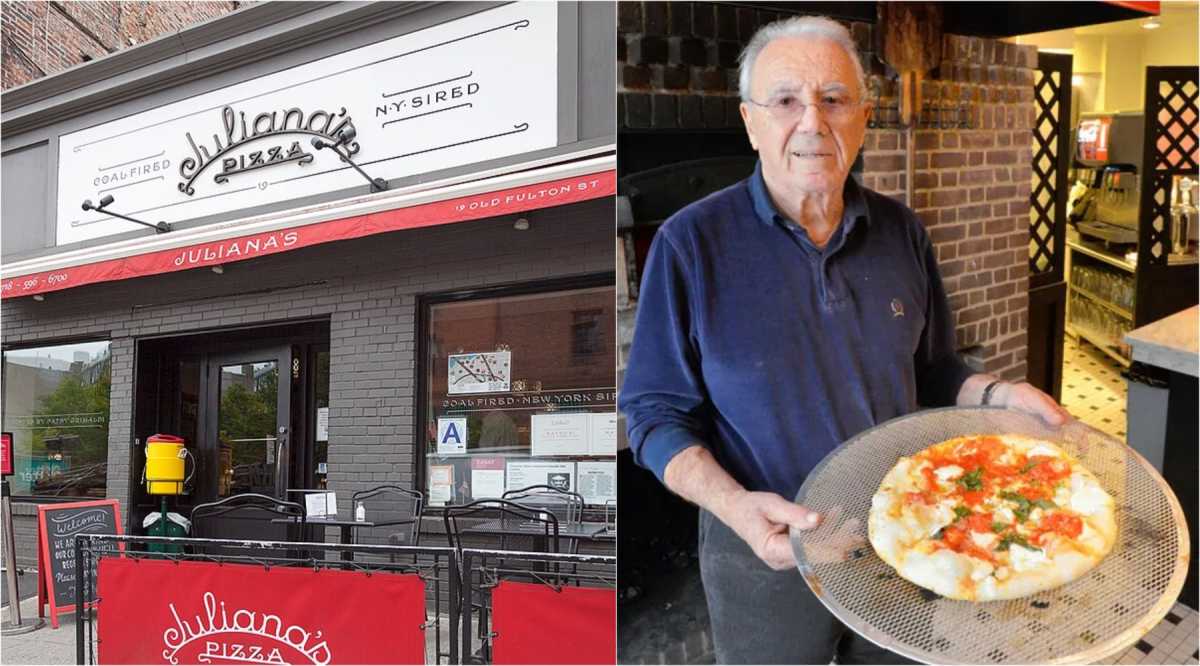 patsy grimaldi next to juliana's pizzeria