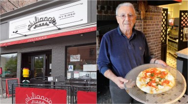 patsy grimaldi next to juliana's pizzeria