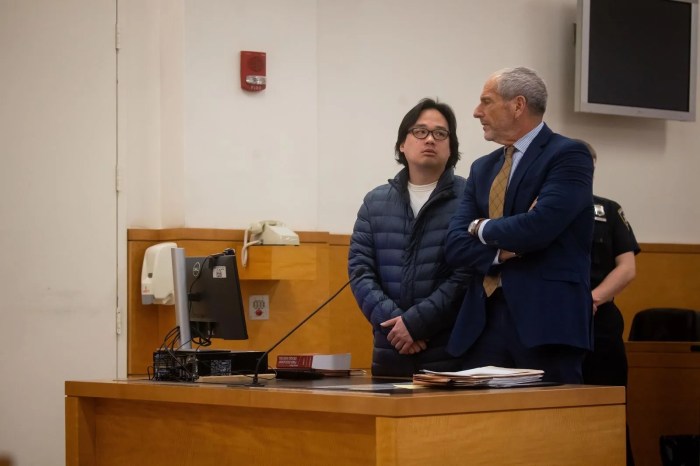 Former 'Jeopardy!' champion and Brooklyn private school teacher Winston Nguyen with his attorney.