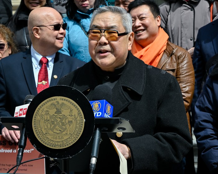descendant of chinese-american railroad worker at press conference