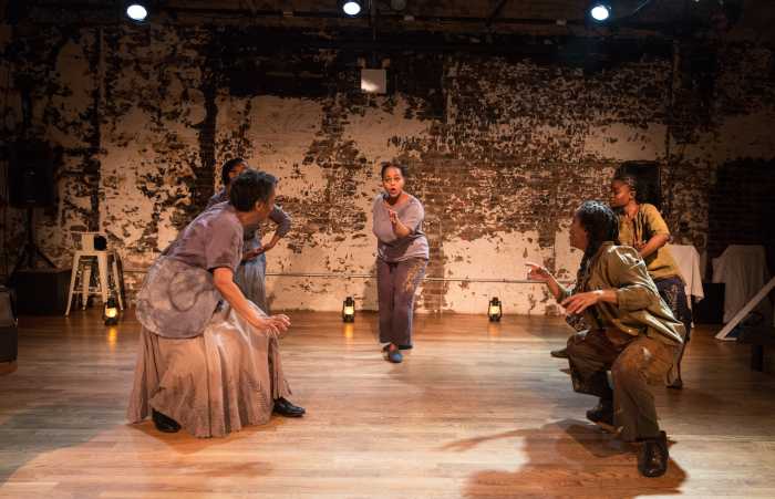 actresses on stage in axes herbs and satchels