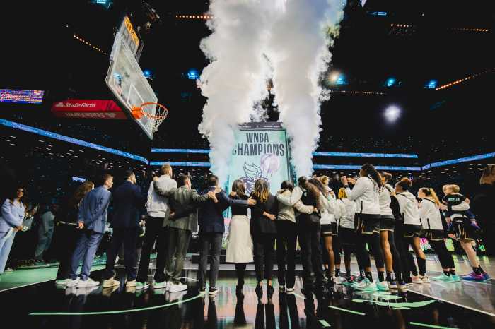 new york liberty unveiling championship banner