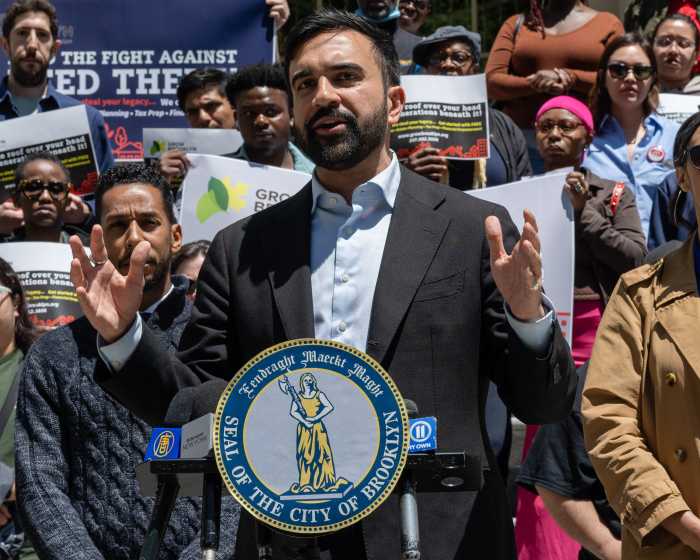mamdani at deed theft rally