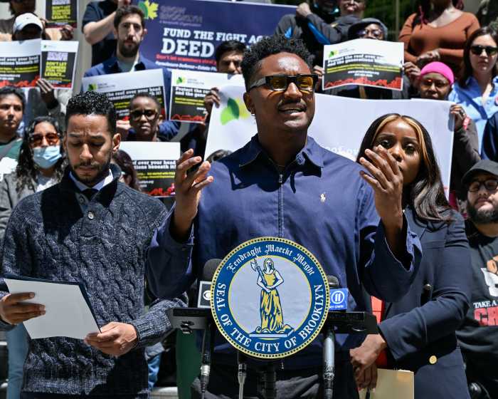 Chi Ossé at deed theft rally