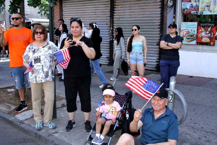 people watching independence day parade