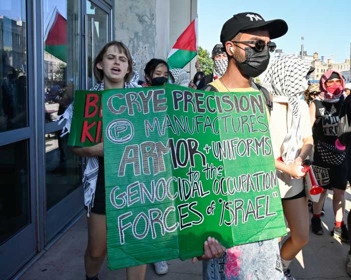 crye precision protest sign