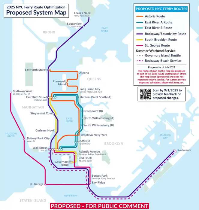 map of nyc ferry route changes
