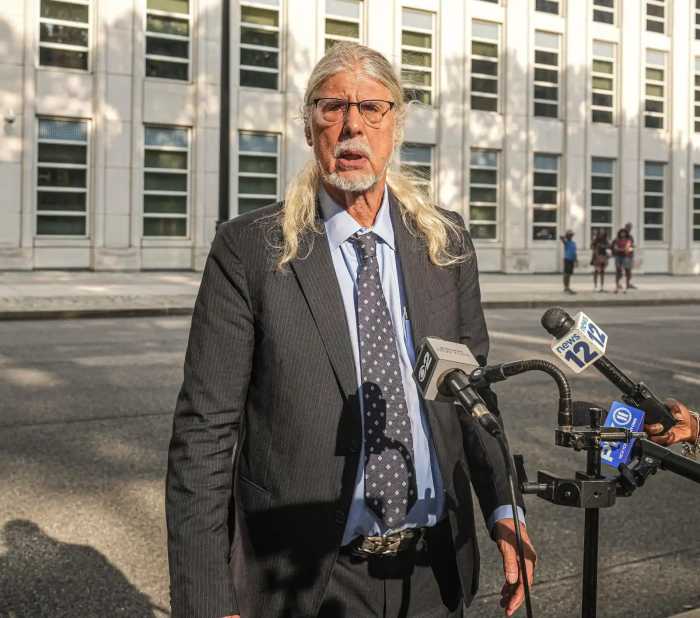 attorney outside courthouse giving press conference