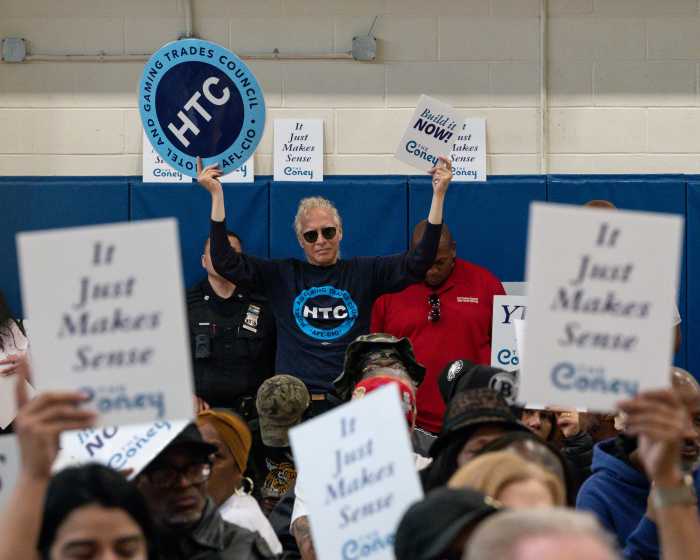 union members at coney casino hearing