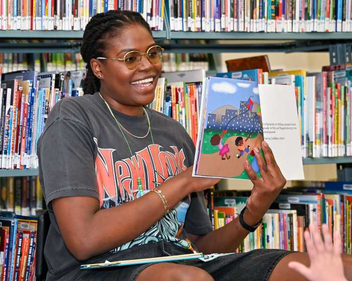 new york liberty jonquel jones reading at bpl storytime