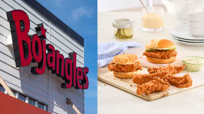 bojangles sign next to fried chicken