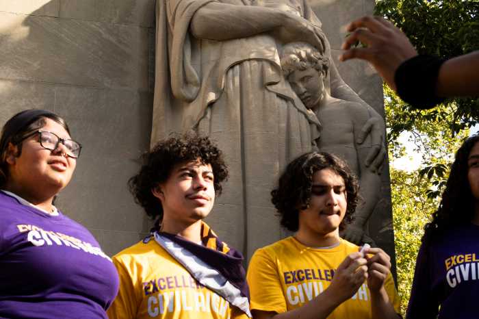 charter school students at rally