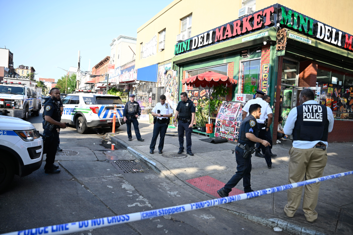 cops on shooting scene in Bushwick