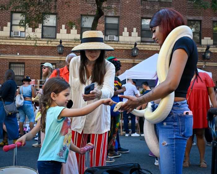 people meet snake at atlantic antic 