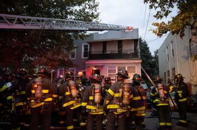 firefighters outside east new york collapse