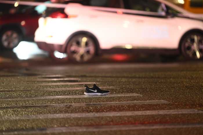 shoe on scene of hit and run