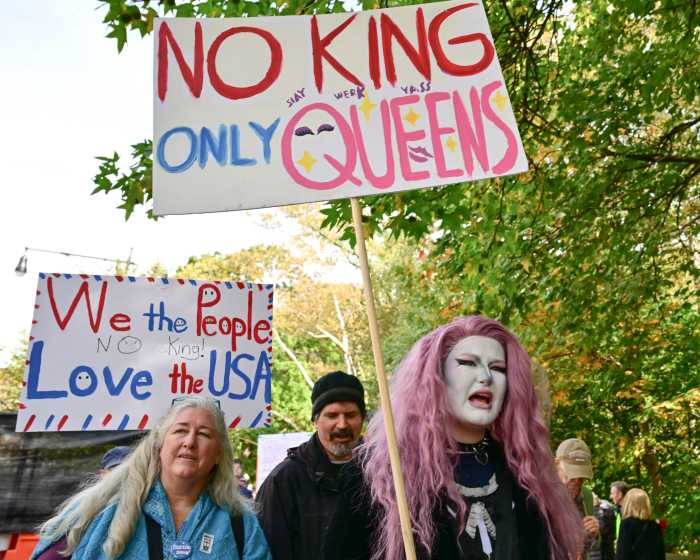 person with no kings only queens sign 