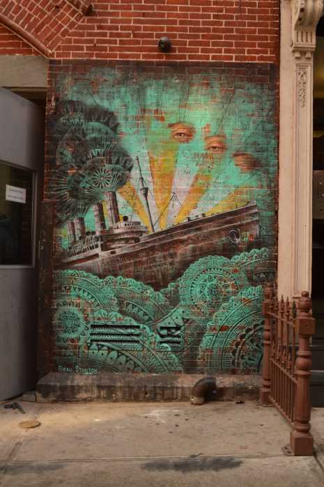 mural with ship in little italy