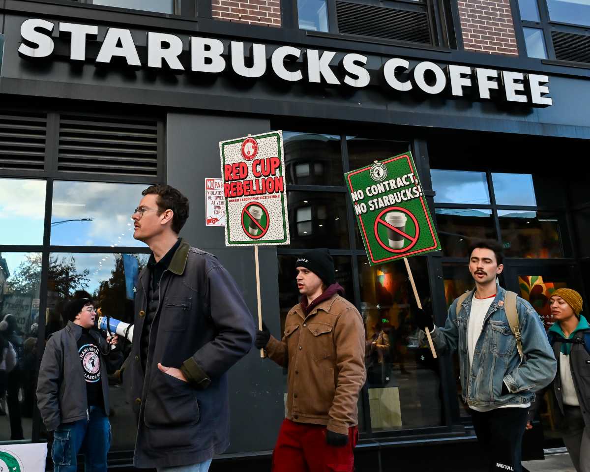 Brooklyn Starbucks baristas join national ‘Red Cup Rebellion,’ striking for a fair contract