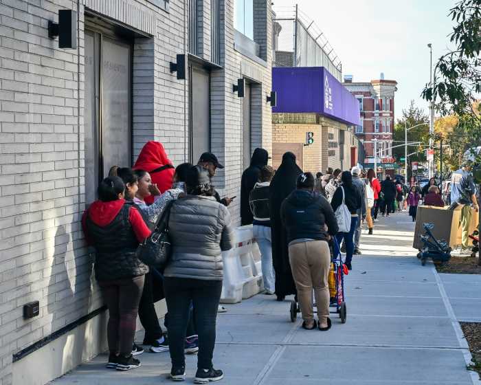 line for food pantry