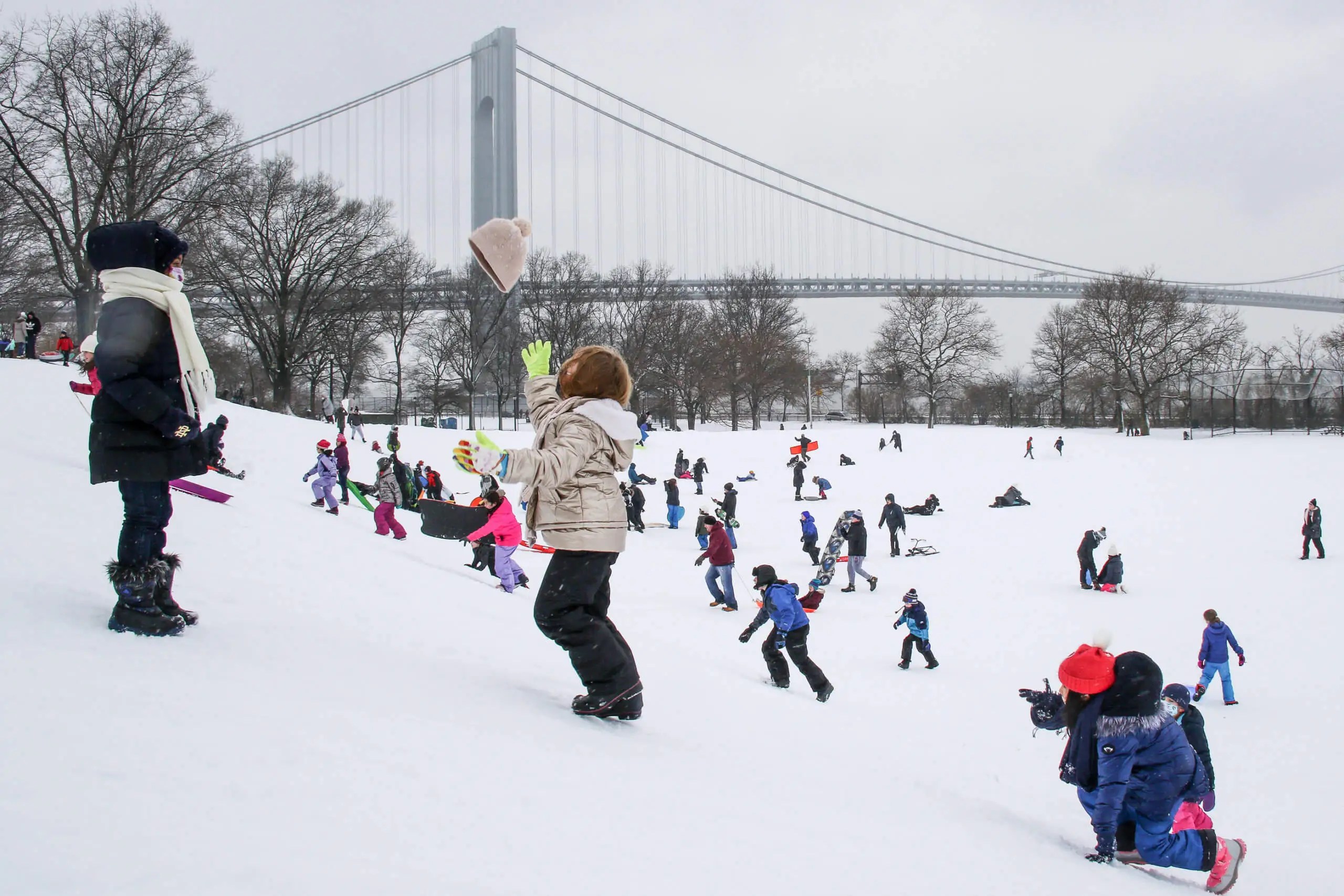 kids playing brooklyn snow storm