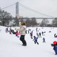 kids playing brooklyn snow storm