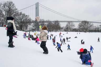 kids playing brooklyn snow storm