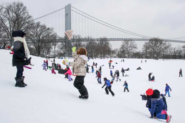 kids playing brooklyn snow storm