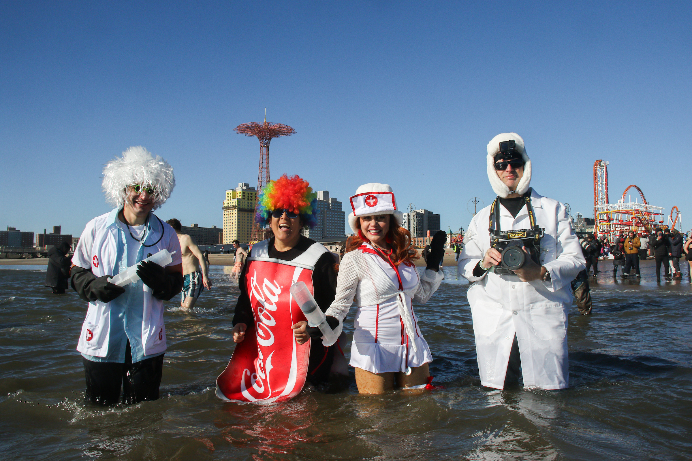 people dressed up at 2026 coney island polar bear plunge