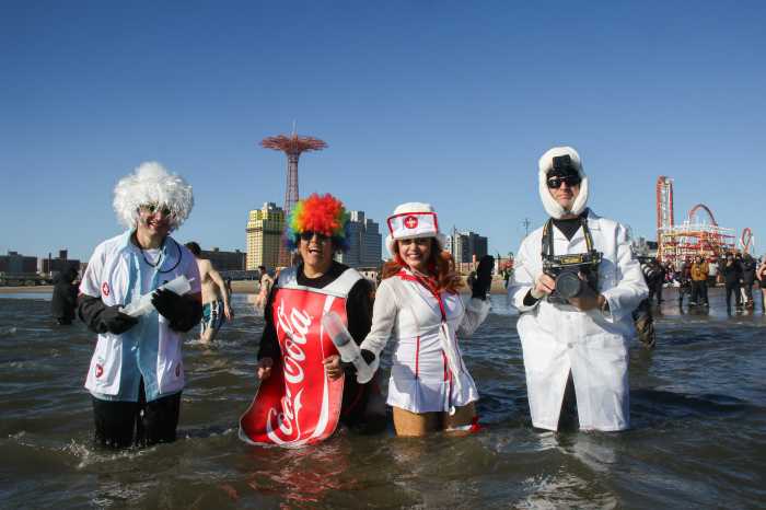 people dressed up at 2026 coney island polar bear plunge