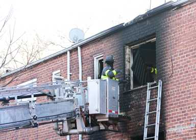Firefighters tackle all hands fire.