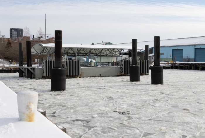 ice at brooklyn bridge park ferry landing